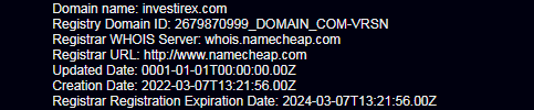 время регистрации домена 