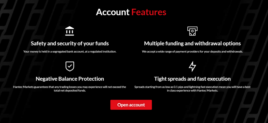 Торговые условия Hantec Markets